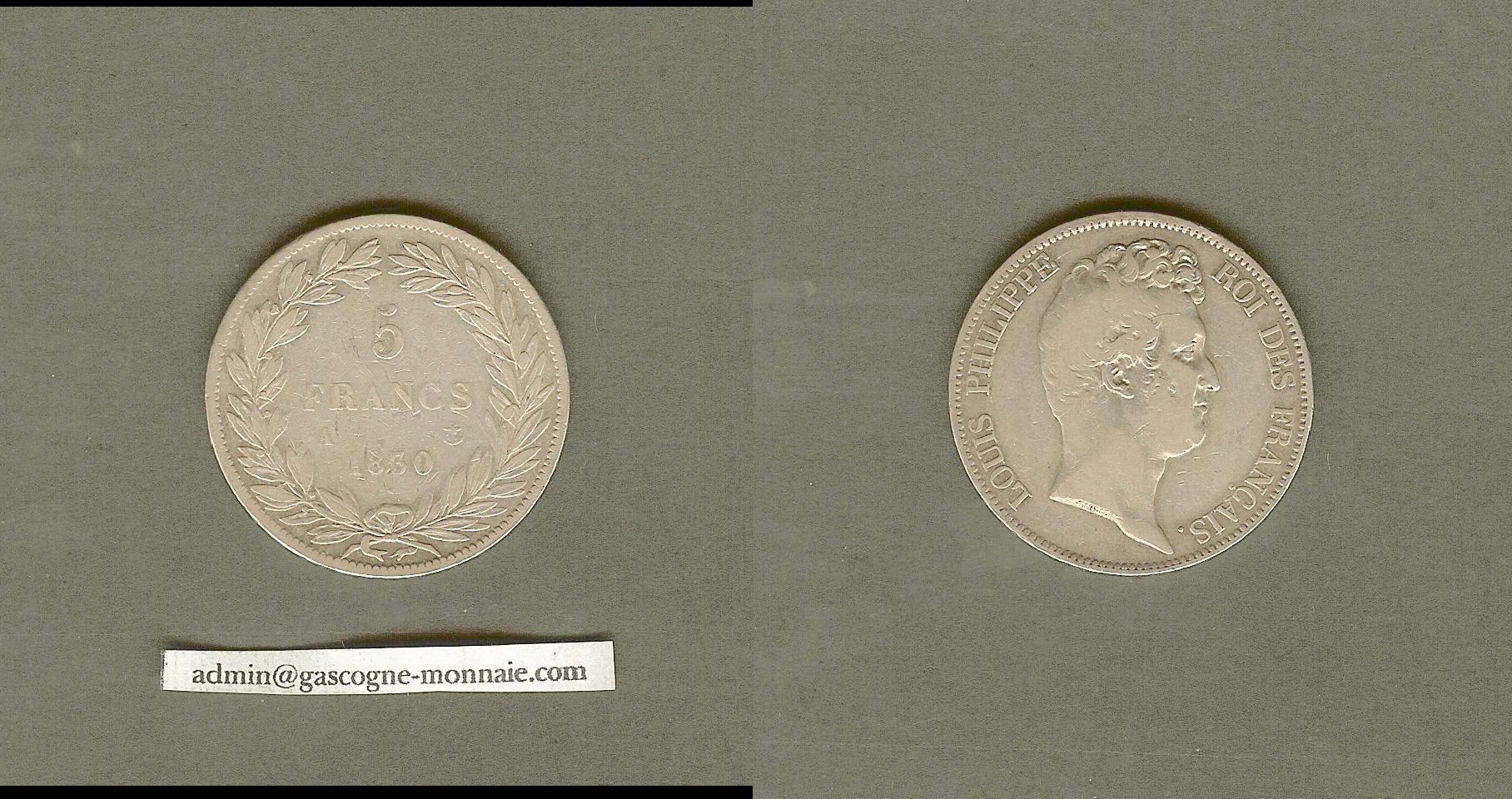 5 francs Louis Philippe 1st 1830A F/gF